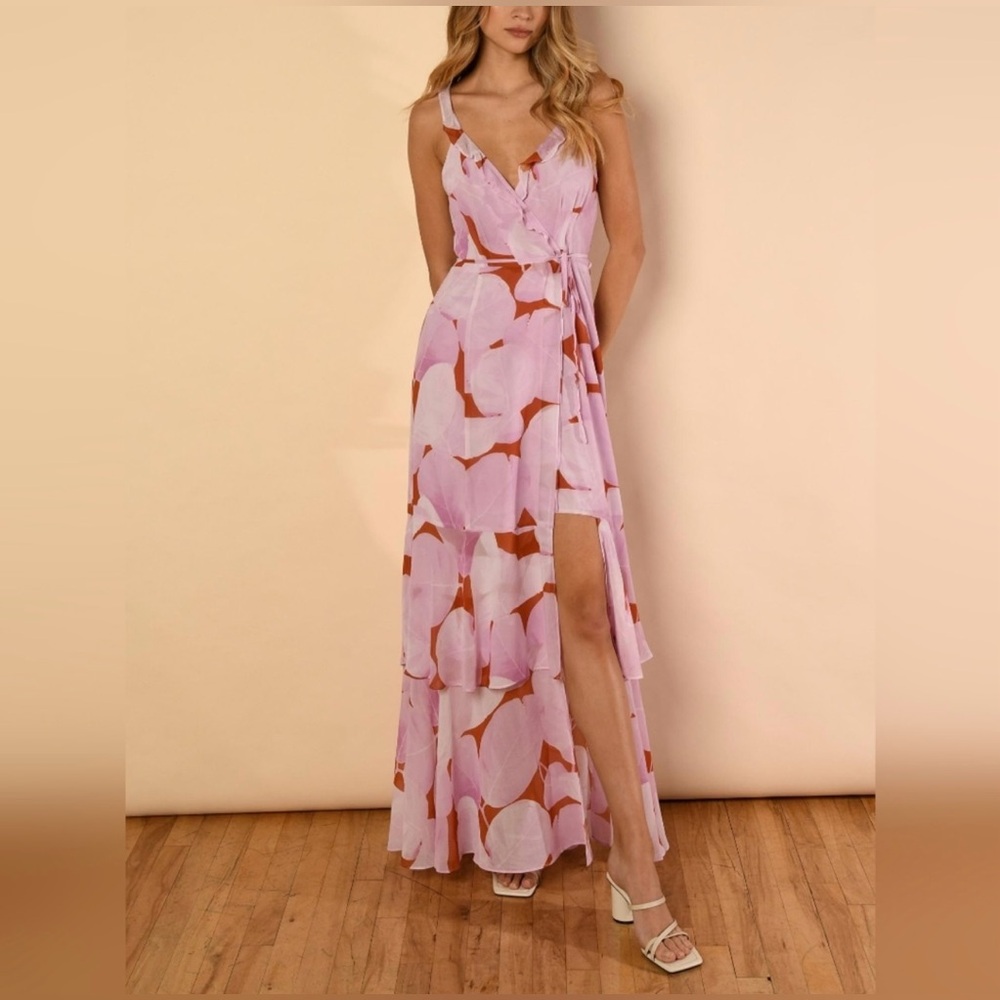 Hutch Tiered Chiffon Georgia Wrap Dress Size Medium